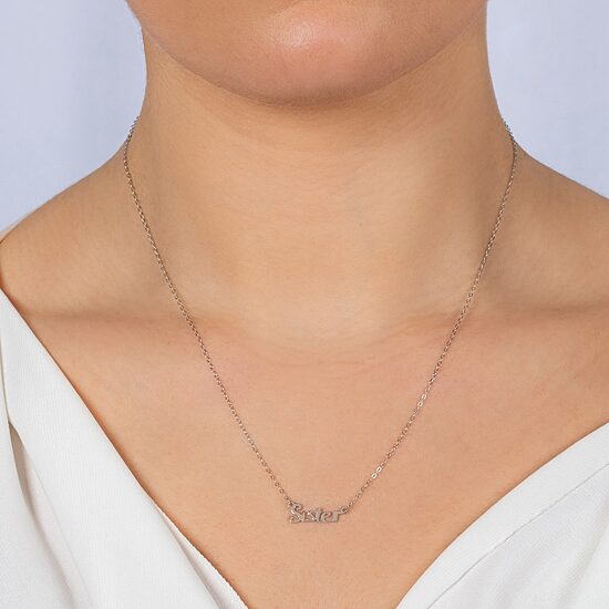 Silver Treasures Sister Womens Sterling Silver 16 Inch Pendant Necklace