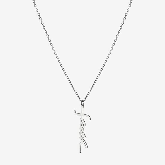 Silver Treasures Faith Womens Sterling Silver 16 Inch Pendant Necklace