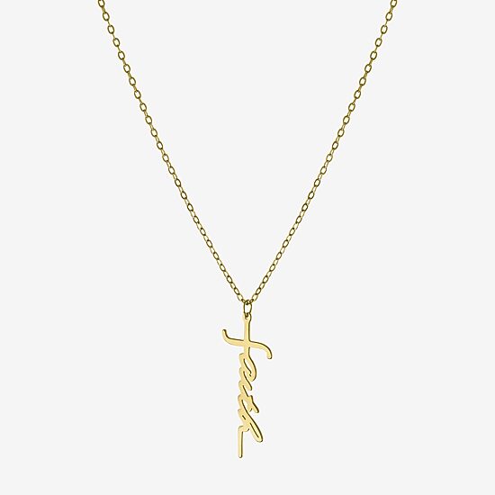 Silver Treasures Faith Womens 14K Gold Over Silver 16 Inch Pendant Necklace