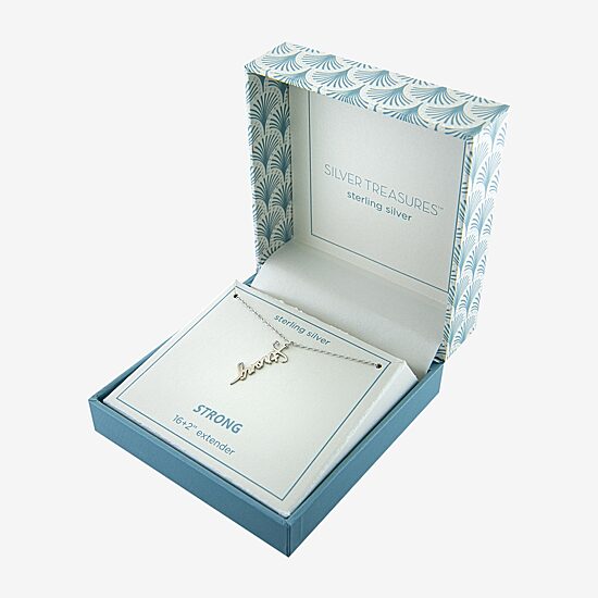 Silver Treasures Strong Womens Sterling Silver 16 Inch Pendant Necklace