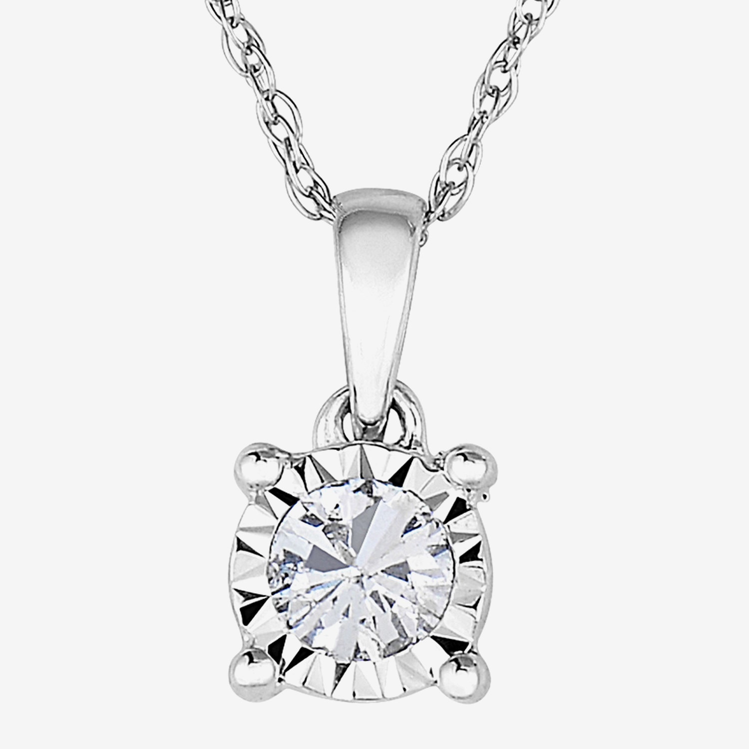 TruMiracle® 1/7 CT. Round Natural Diamond 10K White Gold Pendant Necklace