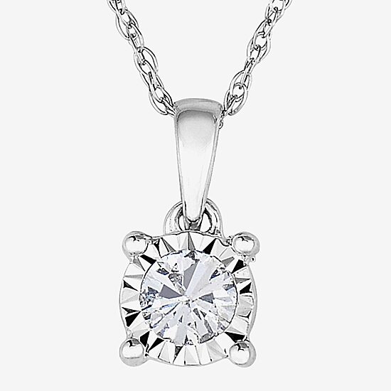 TruMiracle® 1/7 CT. Round Natural Diamond 10K White Gold Pendant Necklace