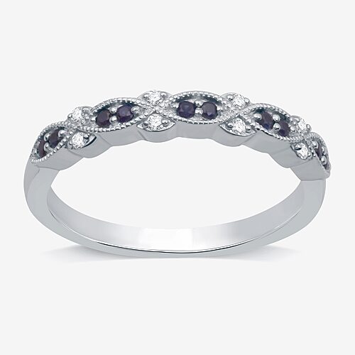 I Said Yes 1/2 CT. T.W. Lab Created Blue Sapphire Sterling Silver or 14K Gold Over Silver Wedding Band, 9, Sterling Silver