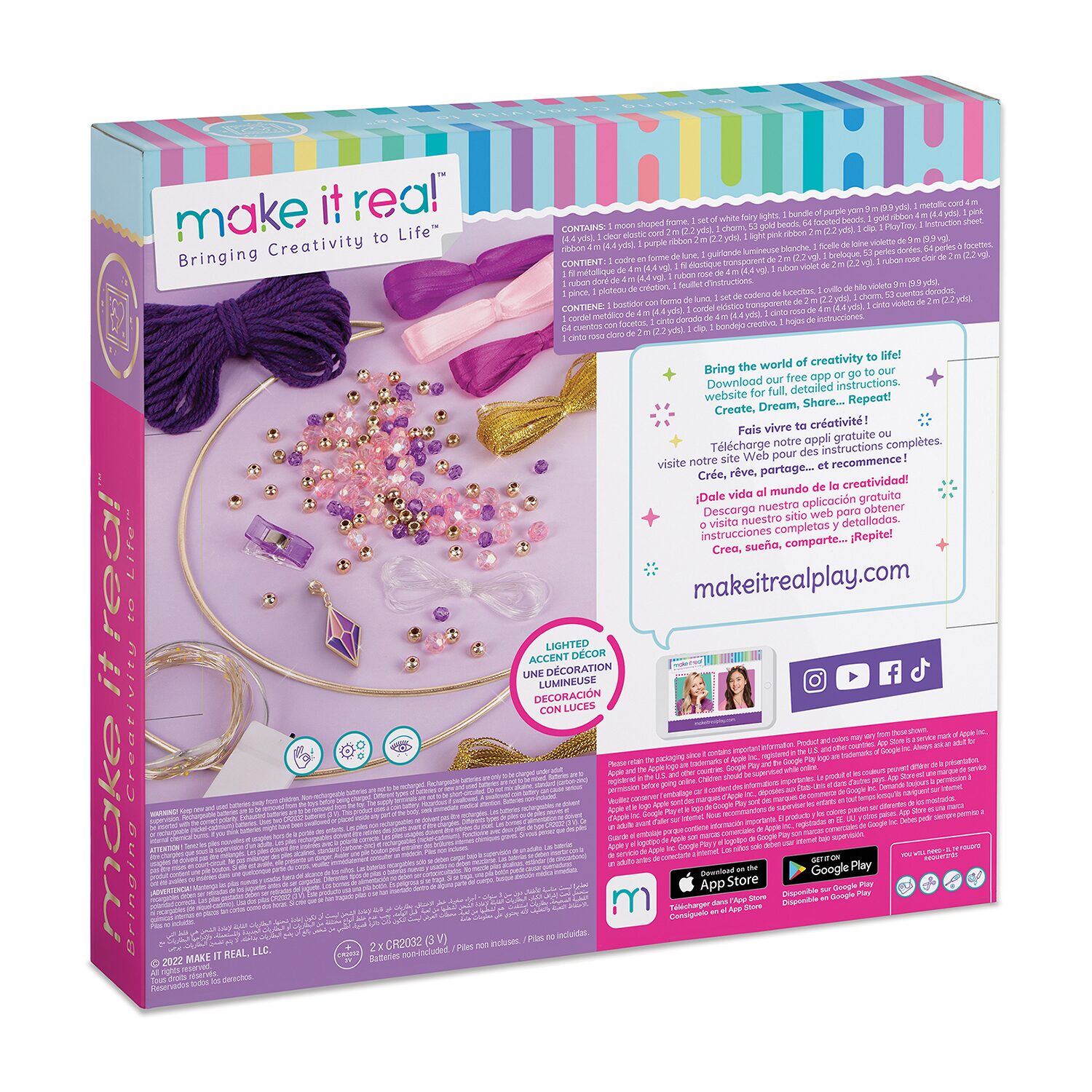 Make It Real DIY Lunar Dream Catcher with Lights - Purple Pink & Gold