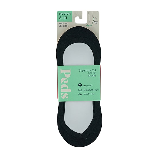 Peds V-Neck Super Low Cut Womens Multi-Pack 2 Pair Liner Socks