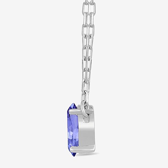 Toi Et Moi Womens Genuine Gemstone & 1/10 CT. T.W. Lab Grown Diamond 10K White Gold Oval Pendant Necklace
