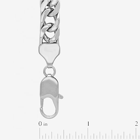 Mens Stainless Steel 9 Inch Solid Curb Chain Bracelet