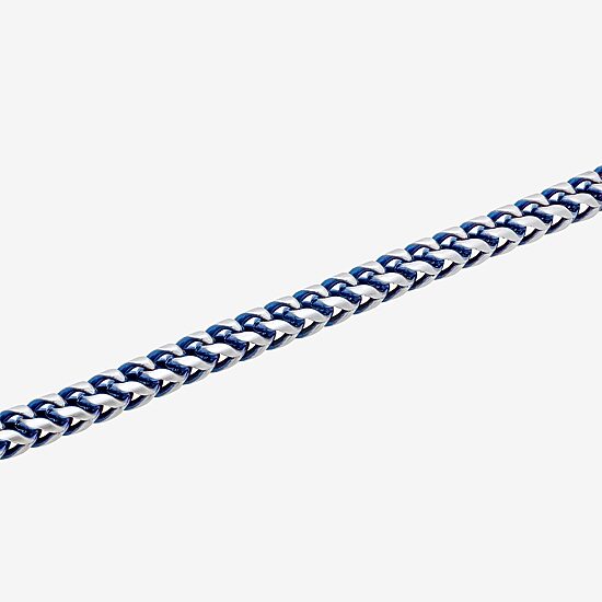 Mens 8.5 Inch Stainless Steel Blue IP Finish Chain Bracelet