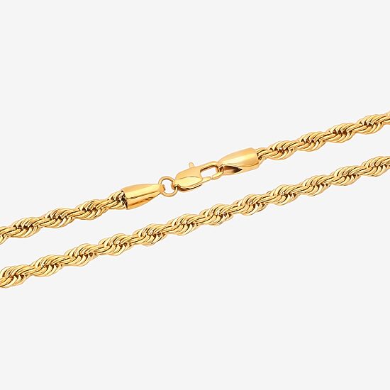 Men's Yellow Stainless Steel Solid Rope Chain Necklace