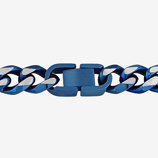 Men's Blue Stainless Steel Solid Curb Chain Necklace