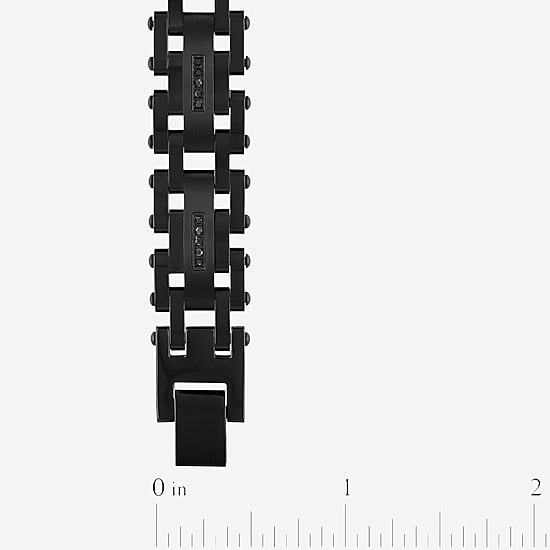 Stainless Steel 1/7 CT. T.W. Natural White Diamond 8 1/2 Inch Solid Link Link Bracelet
