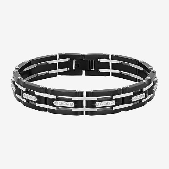 Mens 1/2 CT. T.W.Lab-Grown (G-H / I1) Diamond Stainless Steel 8 1/2 Inch Link Bracelet