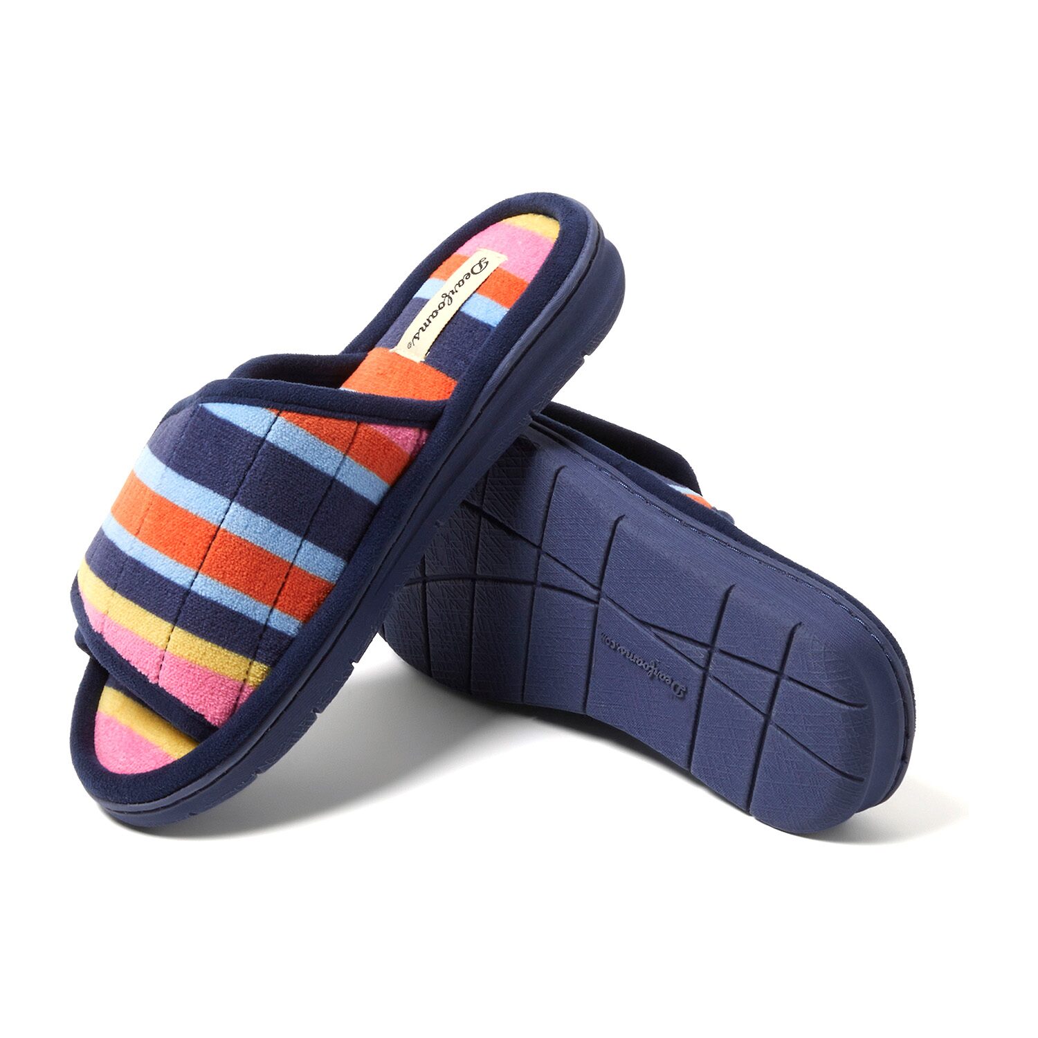 Dearfoams Mickey Terry Adjustable Slide Womens Memory Foam Slip-On Slippers
