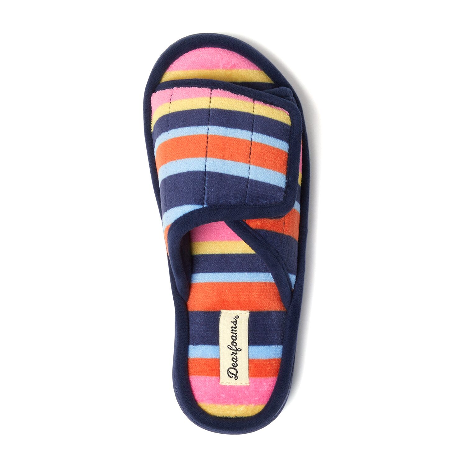Dearfoams Mickey Terry Adjustable Slide Womens Memory Foam Slip-On Slippers