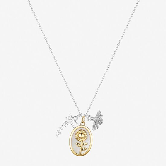 Footnotes Freeform Womens White Mother Of Pearl 10K Gold Over Brass Pure Silver Over Brass Flower 16 Inch Pendant Necklace