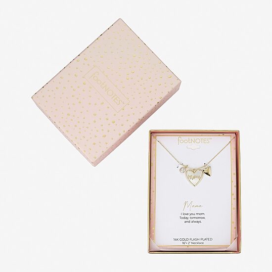 Footnotes Mom Womens White Mother Of Pearl 10K Gold Over Brass Heart 16 Inch Pendant Necklace