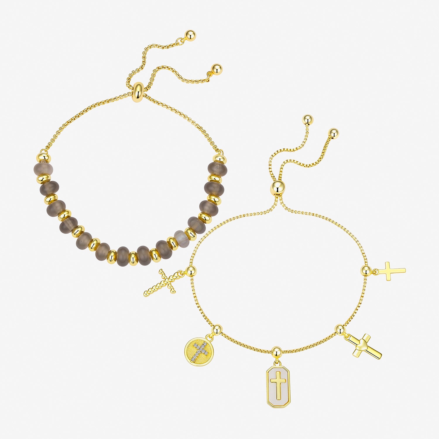 Footnotes Womens Cubic Zirconia 10K Gold Over Brass Cross Bolo Bracelet