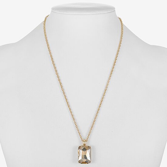 Monet Jewelry Gold Tone Womens Brown Glass Rectangular 17 Inch Pendant Necklace