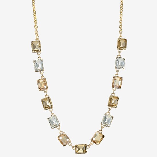 Monet Jewelry Gold Tone Womens Brown 18 Inch Collar Necklace