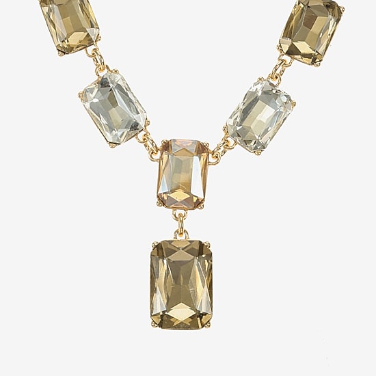 Monet Jewelry Gold Tone Womens Brown Glass 18 Inch Y Necklace