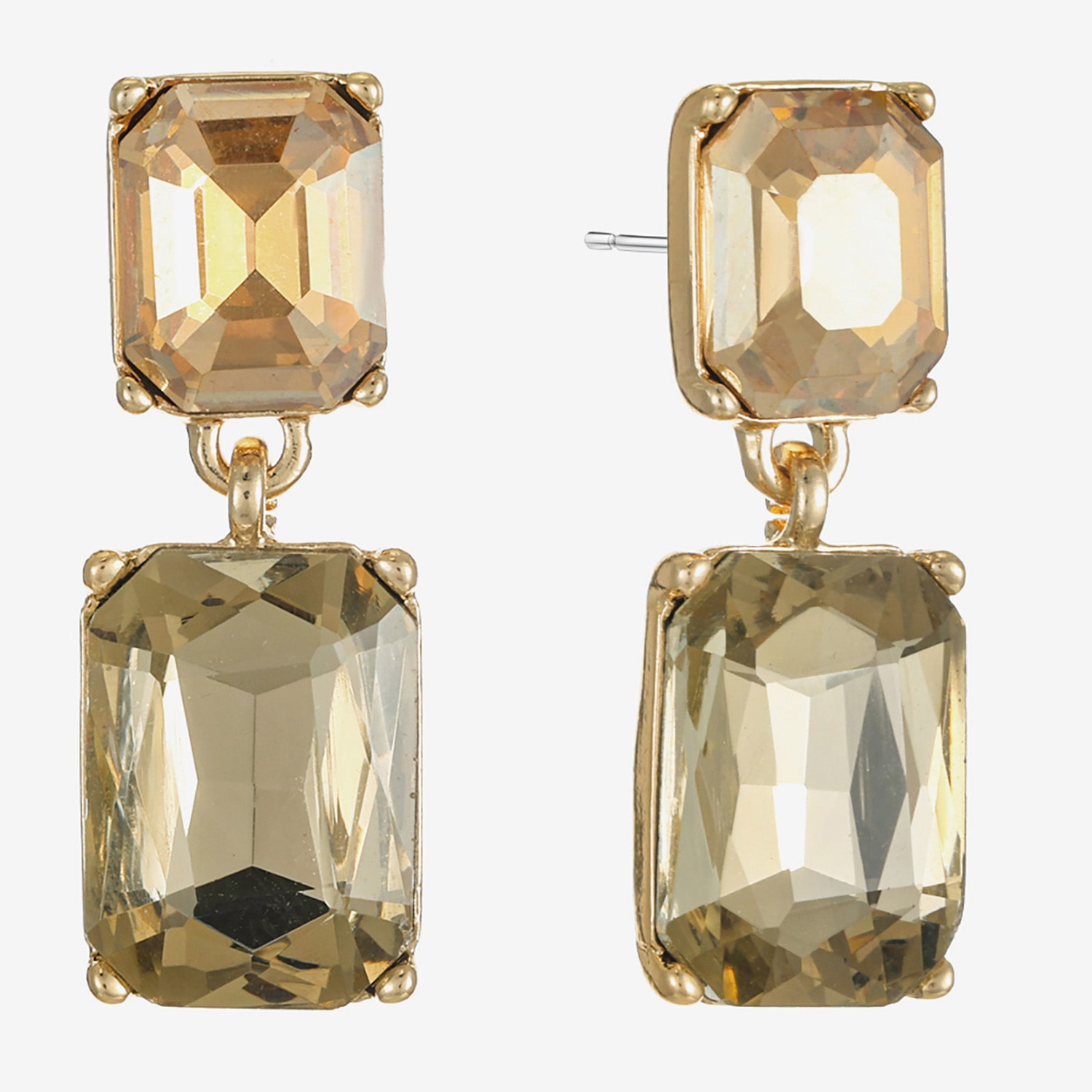 Monet Jewelry Gold Tone Womens Brown Glass Rectangular Hypoallergenic Drop Earrings