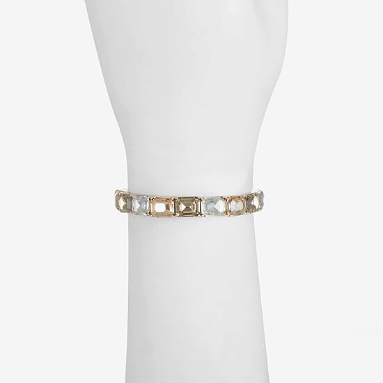 Monet Jewelry Gold Tone Womens Brown Glass Rectangular Stretch Bracelet
