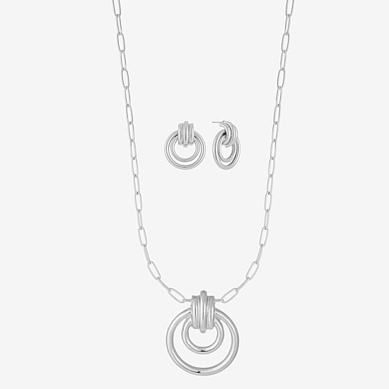 Liz Claiborne Orbital Pendant Necklace & Drop Earring Womens Hypoallergenic 2-pc. Jewelry Set