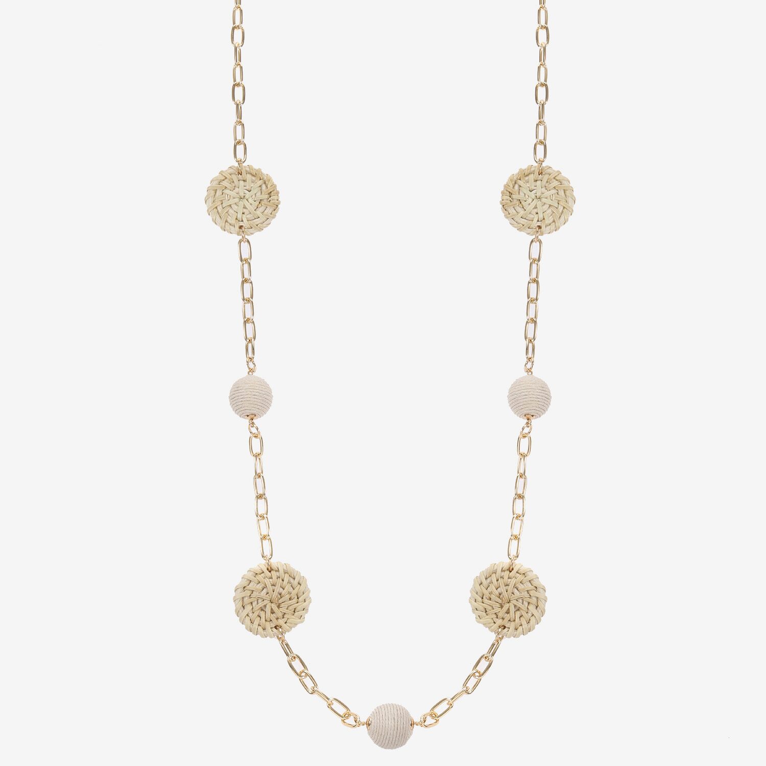 Liz Claiborne Gold Tone Raffia Womens 36 Inch Strand Necklace