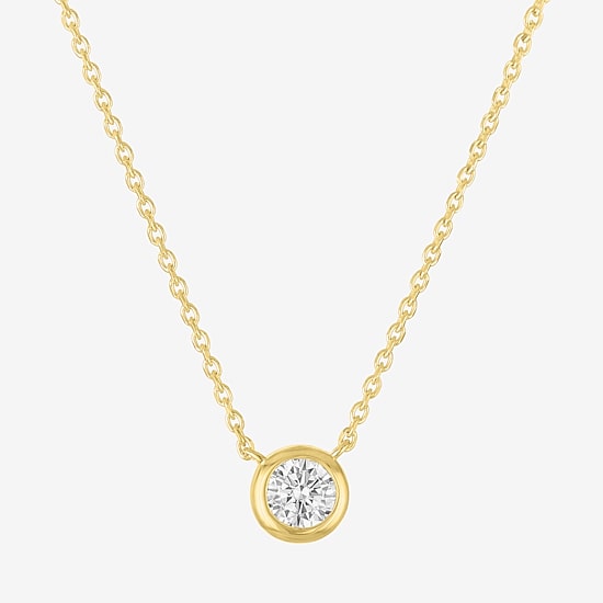 Diamond Addiction (G-H / I1-I2) Womens 1/3 CT. T.W. Lab Grown White Diamond 10K Gold Round 18 Inch Pendant Necklace