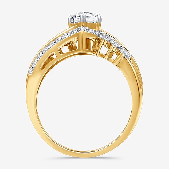 (G, Si1-Si2) Womens 2 CT. T.W. Lab Grown White Diamond 10K Gold Marquise Side Stone Cocktail Ring
