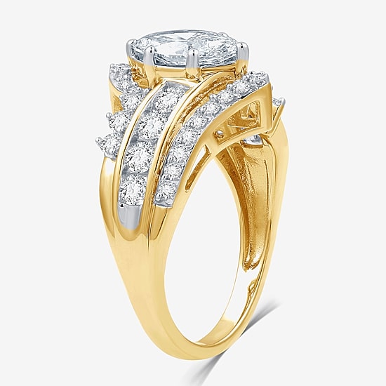 (G, Si1-Si2) Womens 2 CT. T.W. Lab Grown White Diamond 10K Gold Marquise Side Stone Cocktail Ring