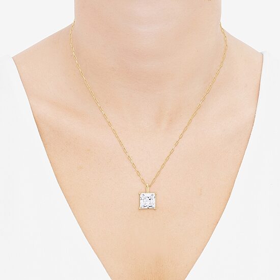 (H-I / Si1-Si2) Womens 2 CT. Lab Grown White Diamond 14K Gold Paperclip 18 Inch Pendant Necklace