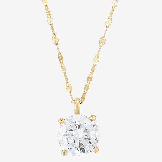 (H-I / Si1-Si2) Womens 2 CT. Lab Grown White Diamond 14K Gold Round 18 Inch Pendant Necklace