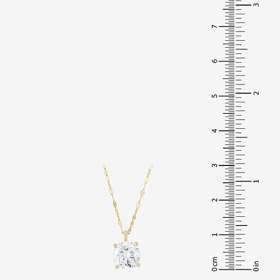 (H-I / Si1-Si2) Womens 2 CT. Lab Grown White Diamond 14K Gold Round 18 Inch Pendant Necklace