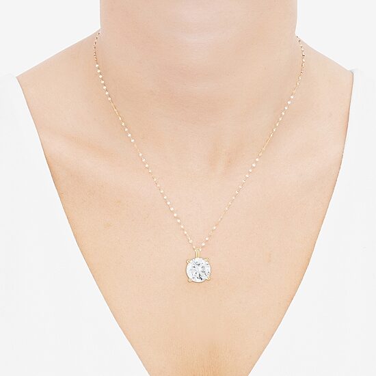 (H-I / Si1-Si2) Womens 2 CT. Lab Grown White Diamond 14K Gold Round 18 Inch Pendant Necklace