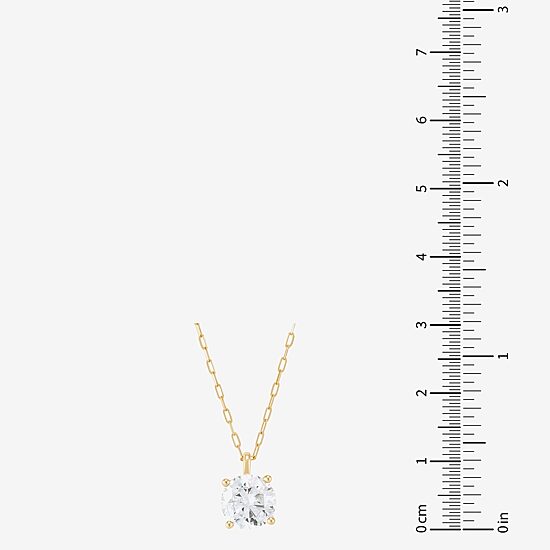 (H-I / Si1-Si2) Womens 2 CT. Lab Grown White Diamond 14K Gold Paperclip Round 18 Inch Pendant Necklace