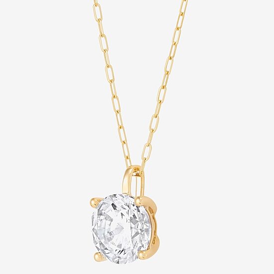 (H-I / Si1-Si2) Womens 2 CT. Lab Grown White Diamond 14K Gold Paperclip Round 18 Inch Pendant Necklace