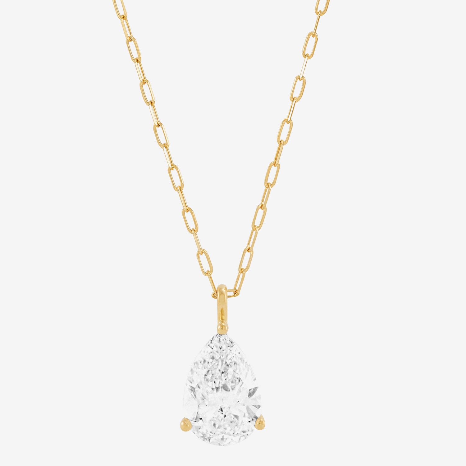 H-I / Si1-Si2) Womens 2 CT. Lab Grown White Diamond 14K Gold Pear 18 Inch Pendant Necklace