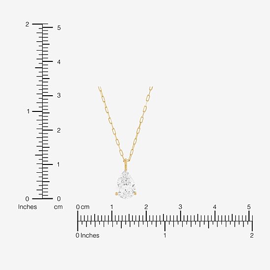 (H-I / Si1-Si2) Womens 2 CT. Lab Grown White Diamond 14K Gold Pear 18 Inch Pendant Necklace