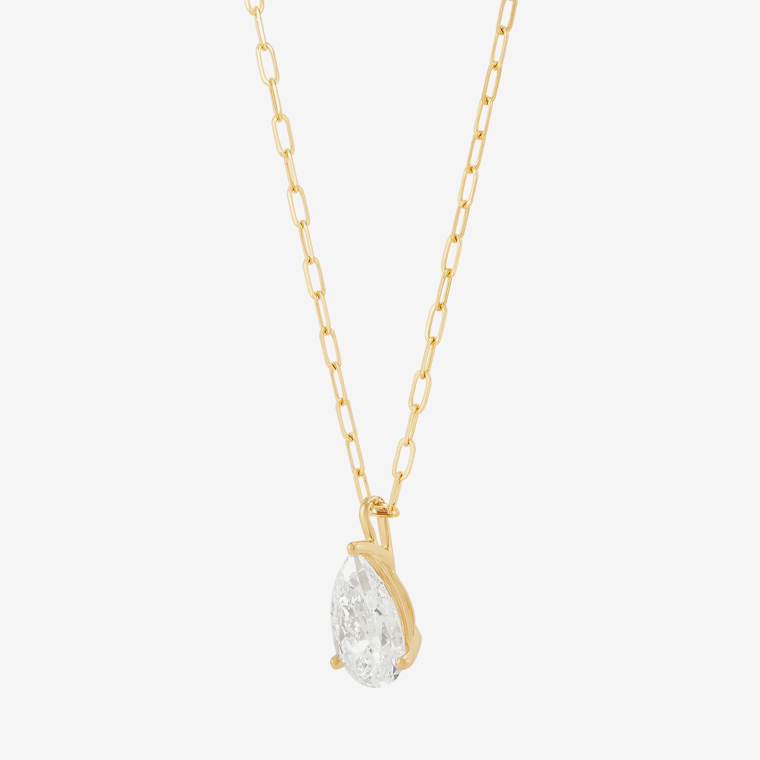 (H-I / Si1-Si2) Womens 2 CT. Lab Grown White Diamond 14K Gold Pear 18 Inch Pendant Necklace