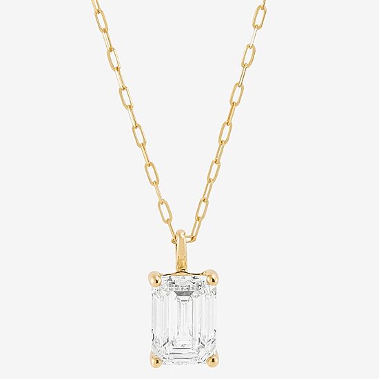 (H-I / Si1-Si2) Womens 2 CT. Lab Grown White Diamond 14K Gold 18 Inch Pendant Necklace
