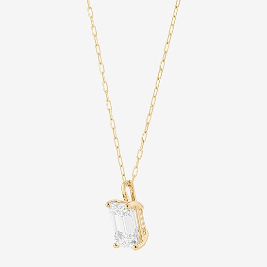 (H-I / Si1-Si2) Womens 2 CT. Lab Grown White Diamond 14K Gold 18 Inch Pendant Necklace