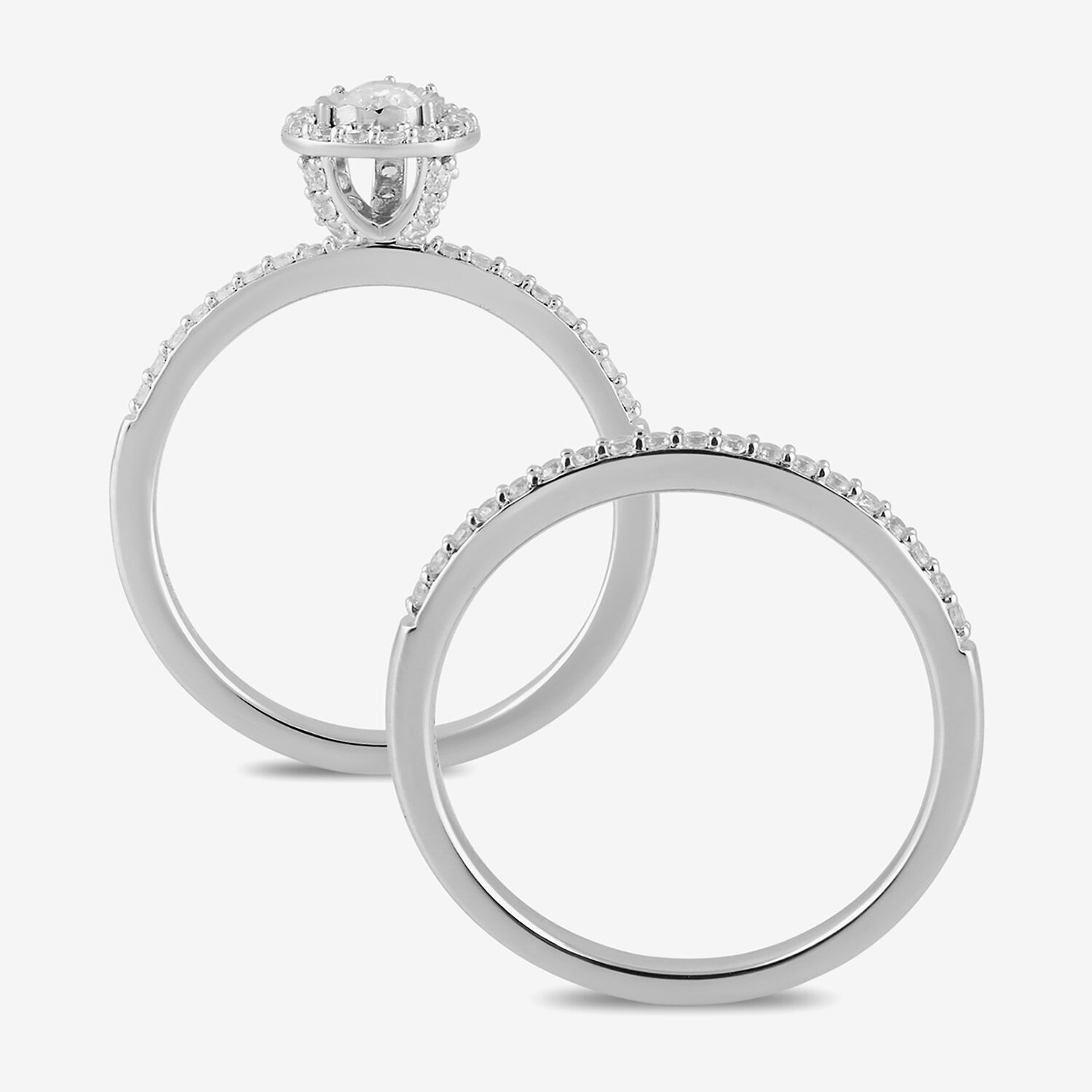 Surrounded by Love (H / I1-I2) Womens 5/8 CT. T.W. Lab Grown White Diamond Sterling Silver Pear Side Stone Bridal Set