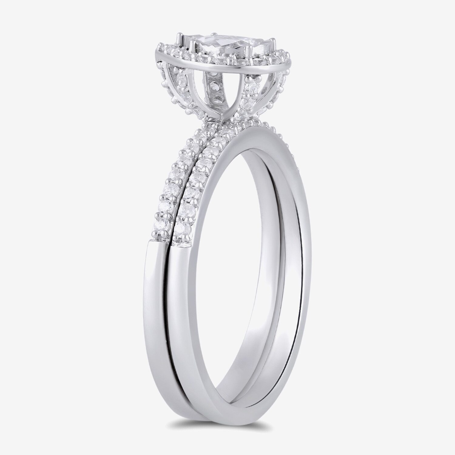Surrounded by Love (H / I1-I2) Womens 5/8 CT. T.W. Lab Grown White Diamond Sterling Silver Pear Side Stone Bridal Set