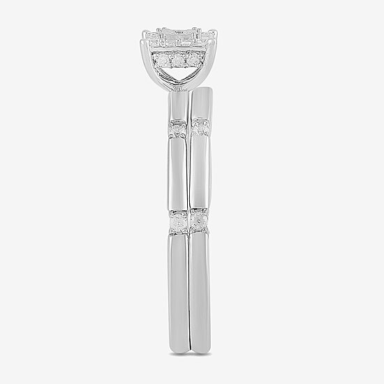 Surrounded by Love (H / I1-I2) Womens 1/4 CT. T.W. Lab Grown White Diamond Sterling Silver Halo Bridal Set