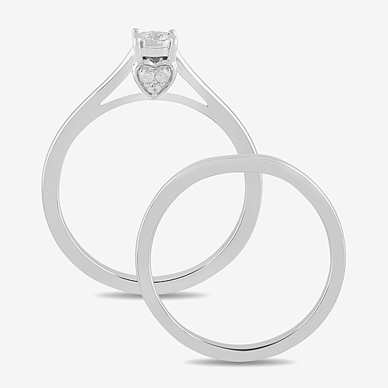 Surrounded by Love (H / I1-I2) Womens 1/10 CT. T.W. Lab Grown White Diamond Sterling Silver Round Bridal Set