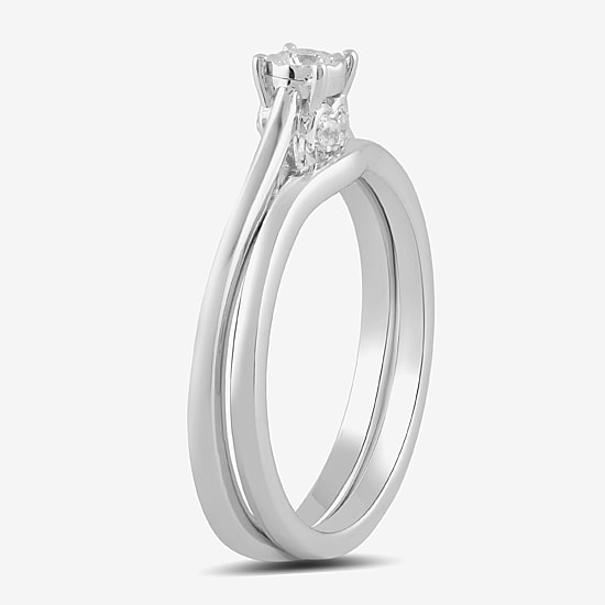 Surrounded by Love (H / I1-I2) Womens 1/10 CT. T.W. Lab Grown White Diamond Sterling Silver Round Bridal Set