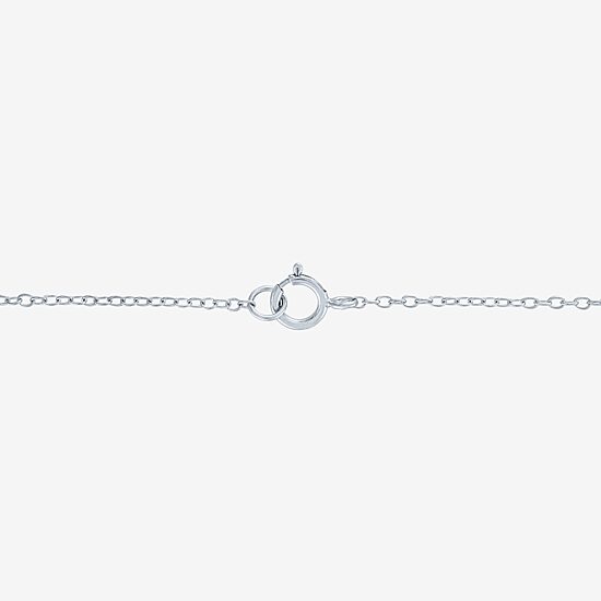 Yes Please! "Mom" Womens Lab Created White Sapphire Sterling Silver 18 Inch Pendant Necklace