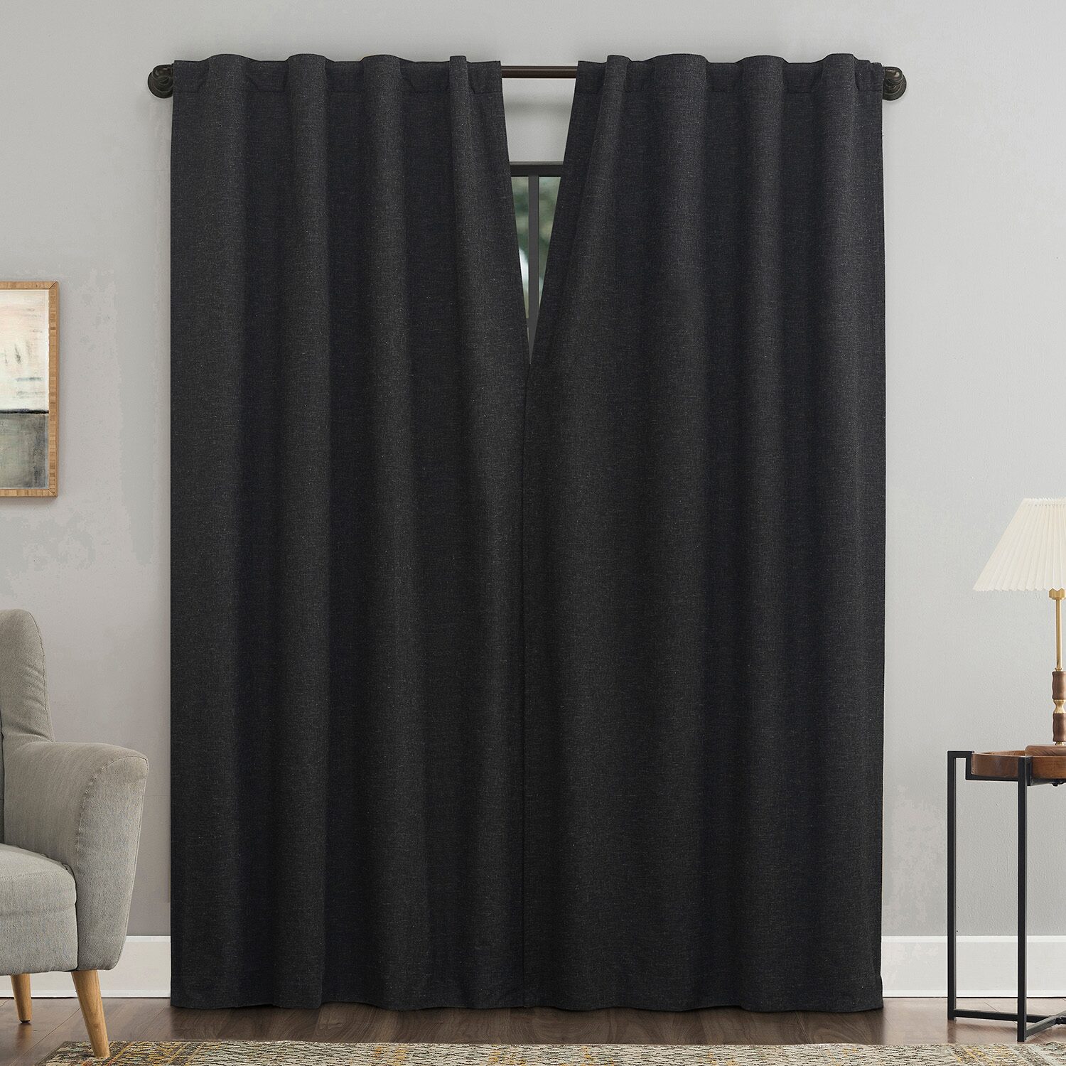 Sun Zero Treviso Back Tab Energy Saving 100% Blackout Single Curtain Panel
