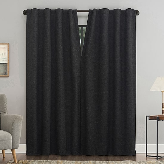 Sun Zero Treviso Back Tab Energy Saving 100% Blackout Single Curtain Panel